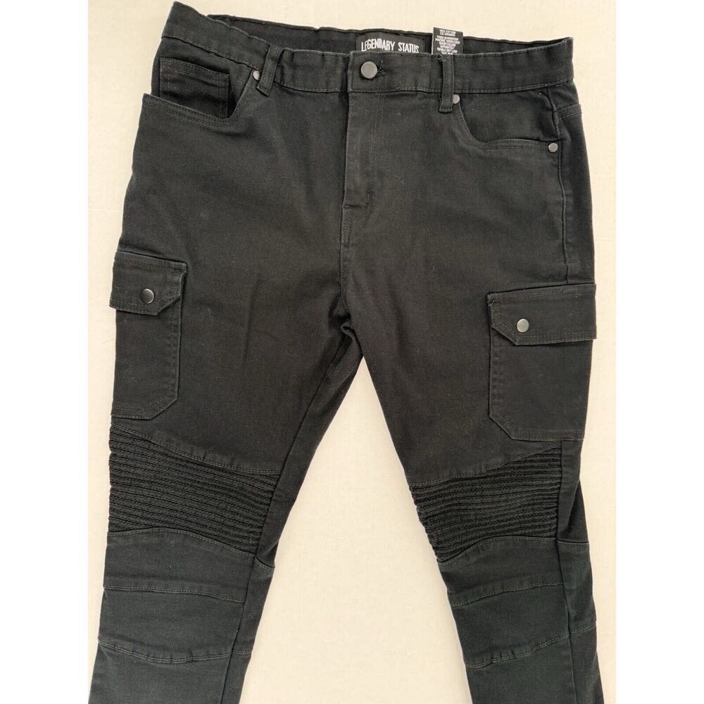 Legendary Status Jeans Men’s Sz 36 Black Steam Punk Goth Grunge Skinny Skater